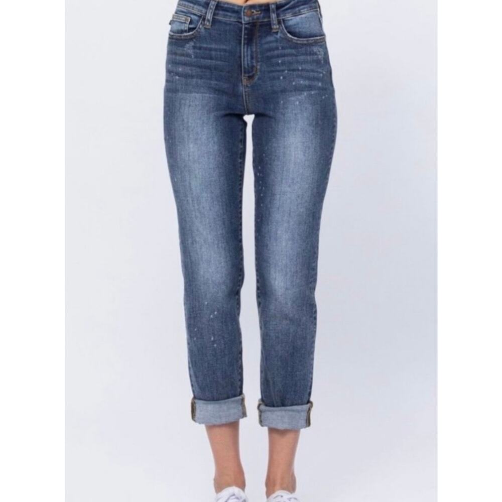 Judy Blue High Rise Bleach Splash Boyfriend Jeans Size 7/28